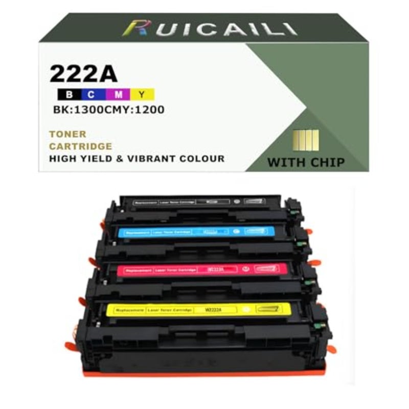 خرطوشة حبر بديلة لطابعات HP Color LaserJet Pro MFP 3303fdw/3303sdw/3388sdw/3388fdw وLaserJet Pro 3288/3203؛ متوافق مع 222A/W2220A/W2221A/W2222A/W2223A ؛ بك/ج/م/ص؛ 4 عبوات - Image 1