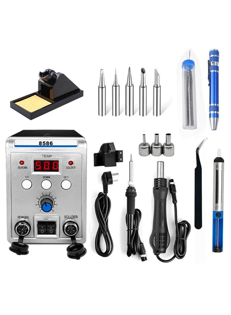 إس كولور محطة لحام، 8586 700W LED لحام رقمي، محطة إزالة لحام BGA، إعادة تشكيل محطة لحام مع بندقية هواء ساخن + مجموعة لحام كهربائي لـ SMD SMT DIP. - Image 1