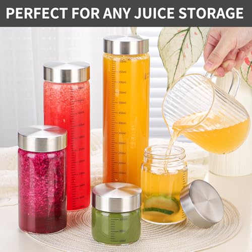 CWHHRN 4 Oz Glass Bottles, 4 Pack Glass Jar with Lid, BPA Free, Borosilicate Glass, Stainless Steel Lids for Juicing, Smoothies, Infused Water, Beverage Storage - Image 3