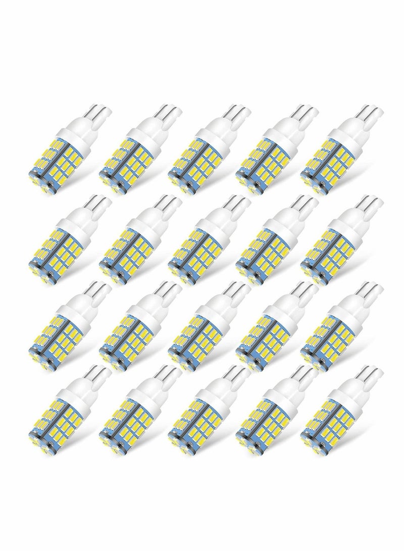 MUNTAQI 20 pcs LED Bulbs White, T10 921 194 168 175 Super Bright 3014 42-SMD LED Replacement 12 Volt Side Indicator Light, Backup Reverse Lights - Image 1