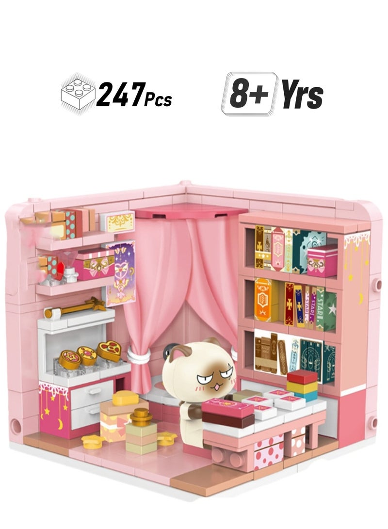 247pcs Pancake Room, A Group Of Cat Series Assembly Model Ornaments Building Blocks Toys, Children'S Educational Game Gifts - Image 1