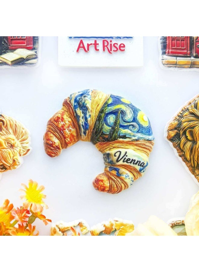 Van Gogh Starry Night Croissant Fridge Magnet, Artistic Resin Decor - Image 2