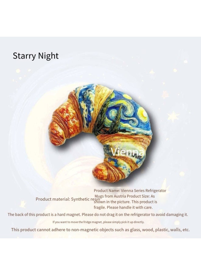 Van Gogh Starry Night Croissant Fridge Magnet, Artistic Resin Decor - Image 3