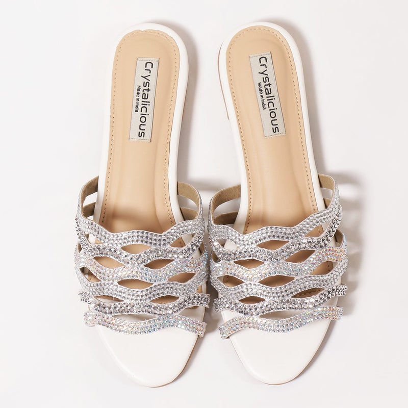 Crystalicious Aarna 2.0 Rhinestone Flats Handcrafted by Artisticas Cruelty-Free Glamour for Formal, Casual Outings - Image 1