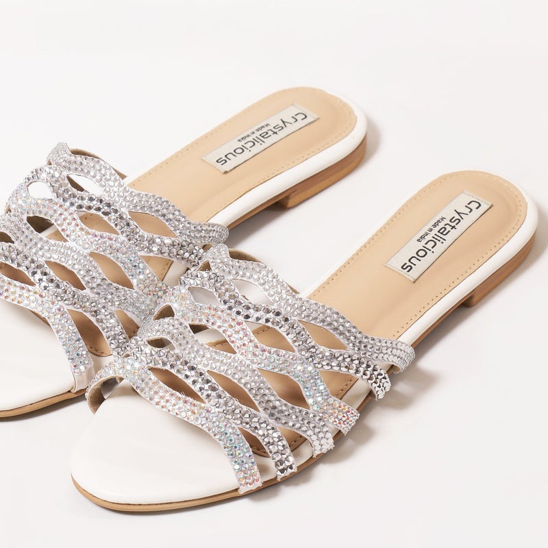 Crystalicious Aarna 2.0 Rhinestone Flats Handcrafted by Artisticas Cruelty-Free Glamour for Formal, Casual Outings - Image 2