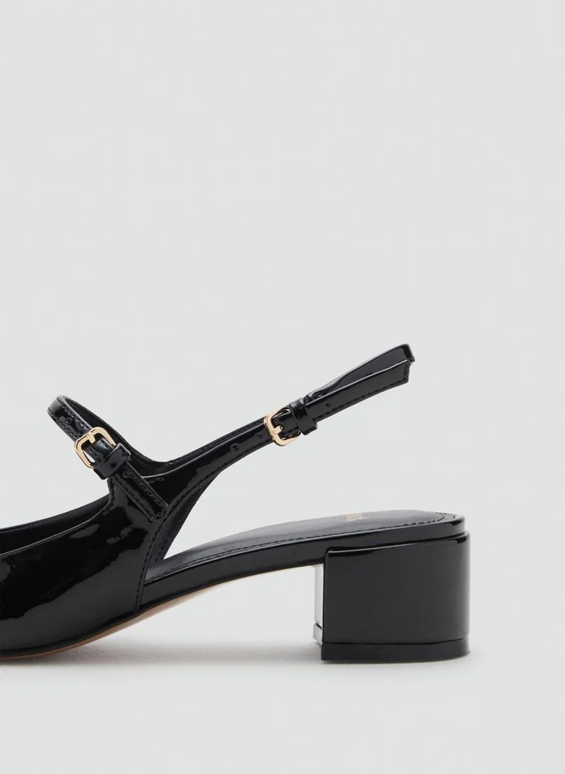 MANGO Patent leather-effect block-heel shoes