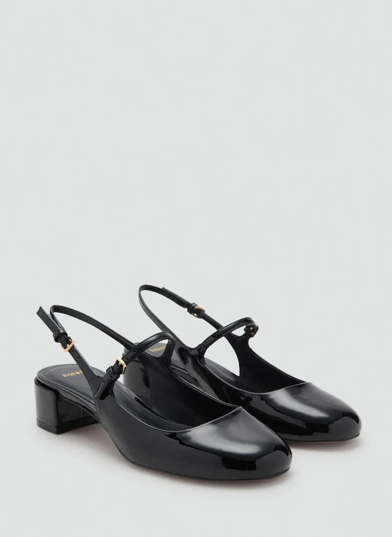 مانجو Patent leather-effect block-heel shoes