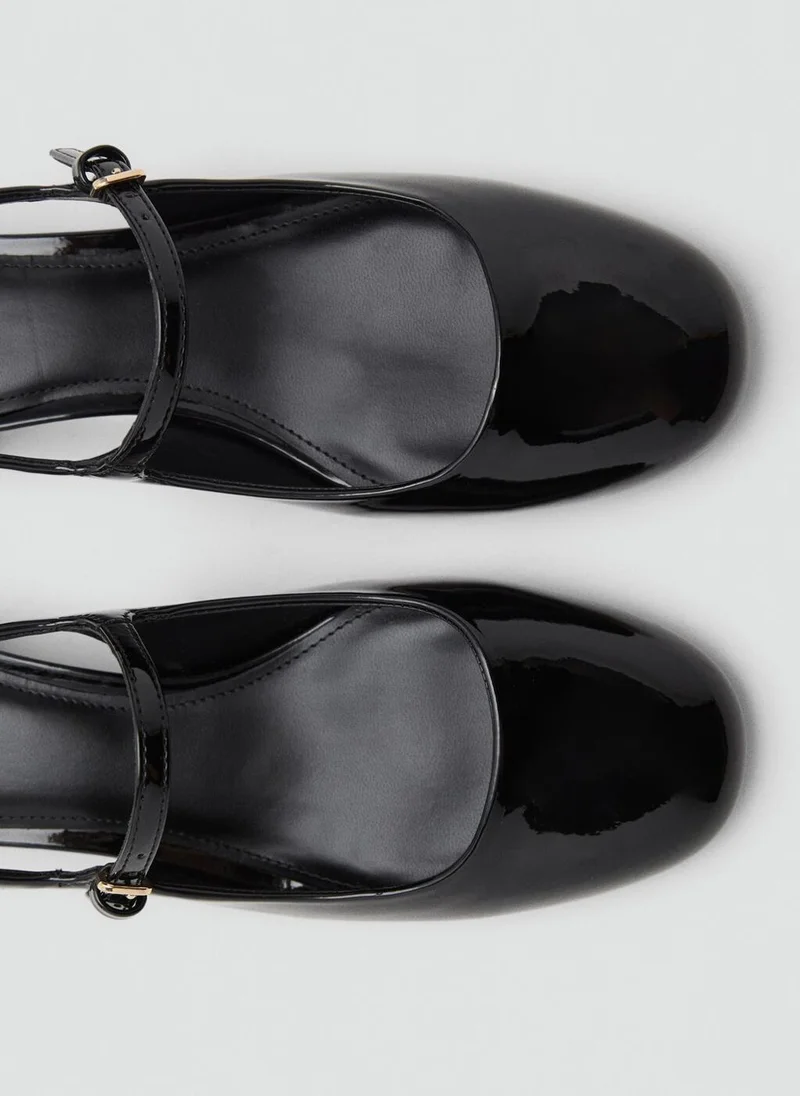 MANGO Patent leather-effect block-heel shoes