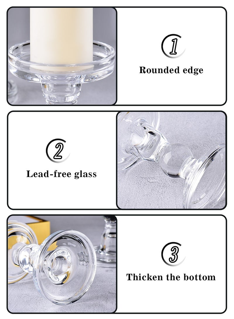 LEOKOR 3-Piece Glass Candles Stand Clear Crystal Candle Holder for Pillar Taper Candle and Tealight  - Image 5