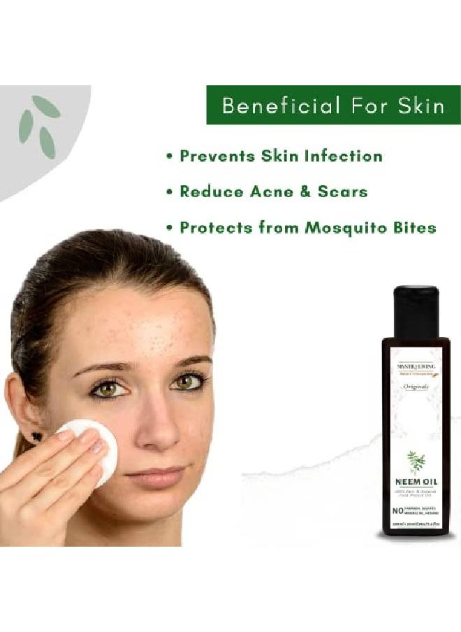 MYSTIQ LIVING - Originals Neem Oil 220Ml | For Hair Skin And Body Care | Cold Pressed 100% Pure And Natural - Image 1
