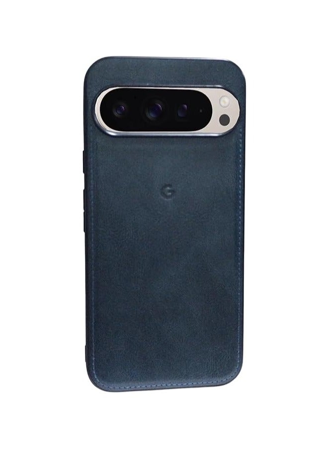 حافظة متوافقة مع حافظة Google Pixel 9 Pro، غطاء واقٍ مقاوم للصدمات مصنوع من جلد ناعم مصنوع من مادة TPU المصنوعة من السيليكون الناعم ومضاد لبصمات الأصابع لهاتف Google Pixel 9 Pro (أزرق)