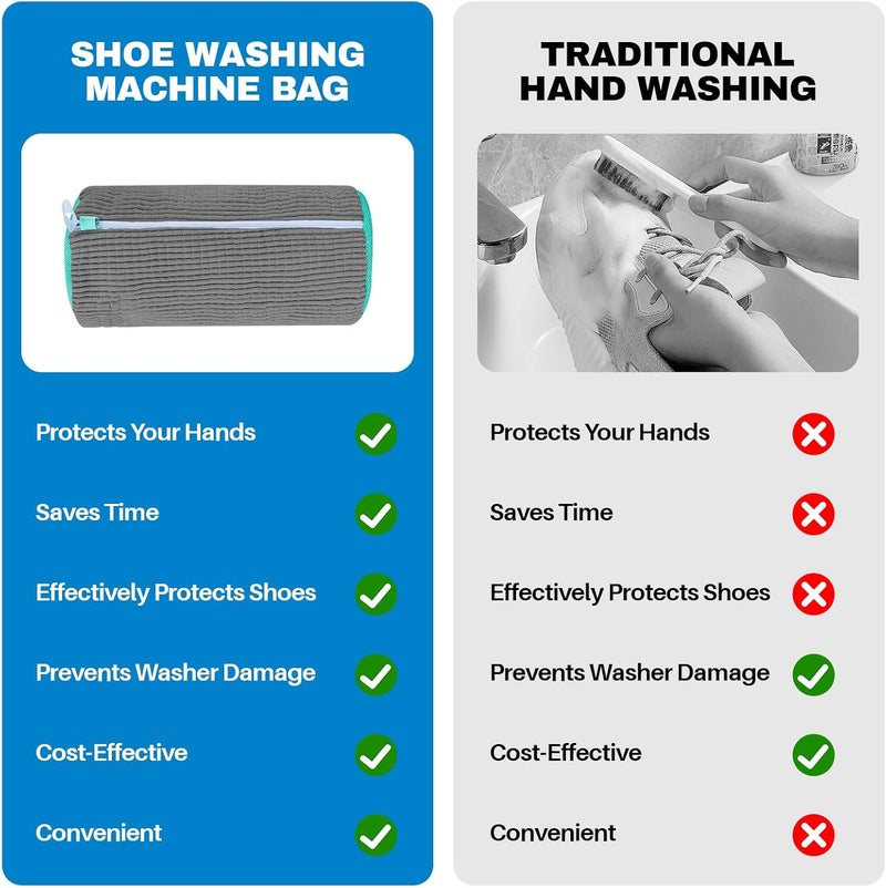NMQHPA Shoe Washing Machine Bag Laundry Shoe Bag for Washer & Dryer, Reusable with Durable Zipper for Sneakers & Delicates 360° Deep Cleaning Washable Laundry Organizer Bag - Image 5