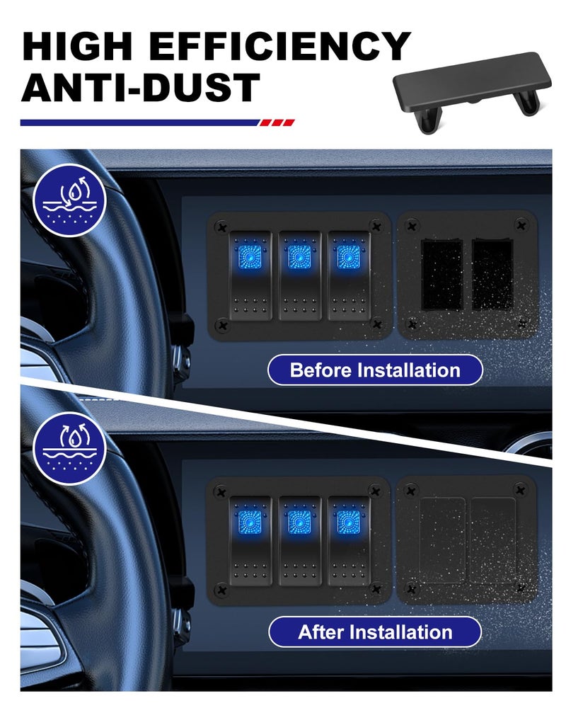 AutoEC Rocker Switch Cover, Rocker Panel Covers, Automotive Toggle Switches Hole Covers for Empty Slot, Hole Rocker Panel Cover Bracket Filler Plug 6pcs - Image 4