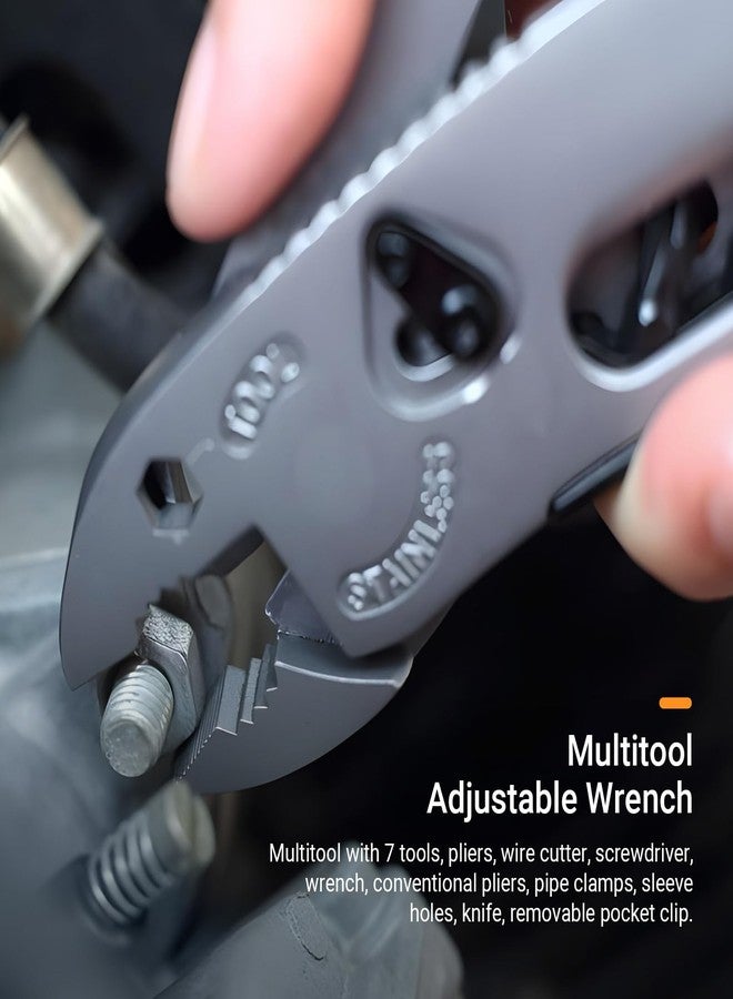 Elecbee Multitool Wrench With 7 Tools/Pliers/Wire Cutter/Screwdriver with Pocket Clip, Portable Adjustable Pocket Folding Multi Tool Survival Emergency Gear Assembly for Outdoor Hunting and Hiking - Image 3