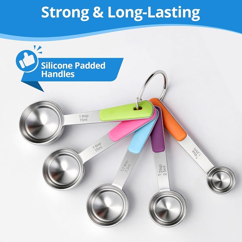 Bopei Measuring Cups and Spoons Set Stainless Steel 11 Piece for Cooking and Baking Kitchen Funnel - Image 4