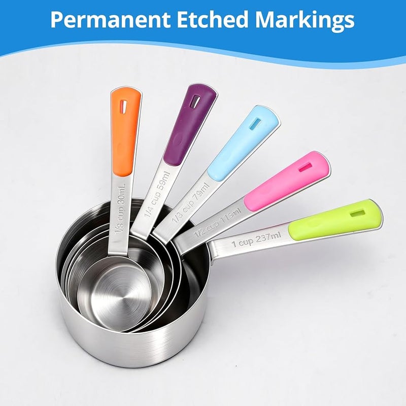 Bopei Measuring Cups and Spoons Set Stainless Steel 11 Piece for Cooking and Baking Kitchen Funnel - Image 3