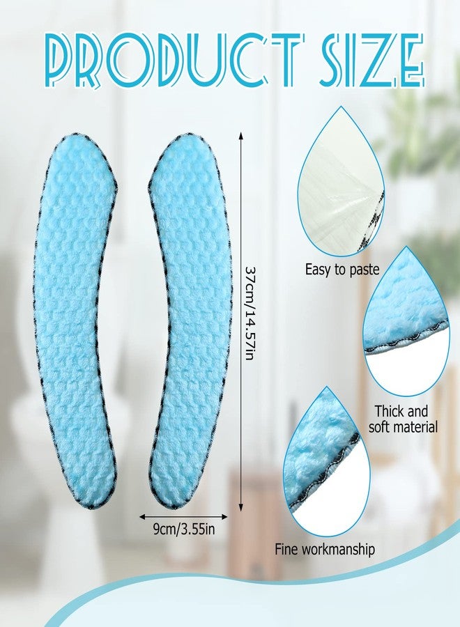 كينغدير أغطية مقاعد المرحاض Kingdder مكونة من 4 أزواج قابلة للغسل، سميكة ومبطنة، وسادة مقعد المرحاض من القطيفة الدافئة مع شريط لاصق ذاتي للحمام، غطاء مرحاض ناعم غير قابل للانزلاق، لوازم الحمام المنزلية، رمادي بني أبيض أزرق - Image 2