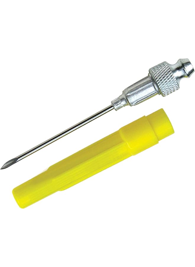 LUMAX Lx-1416 Silver 18G 1-1/2" Long Stainless Steel Grease Injector Needle With Cap. Ideal For Lubricating In Very Tight Places Like Sealed Bearings And Universal Joints.  - Image 1