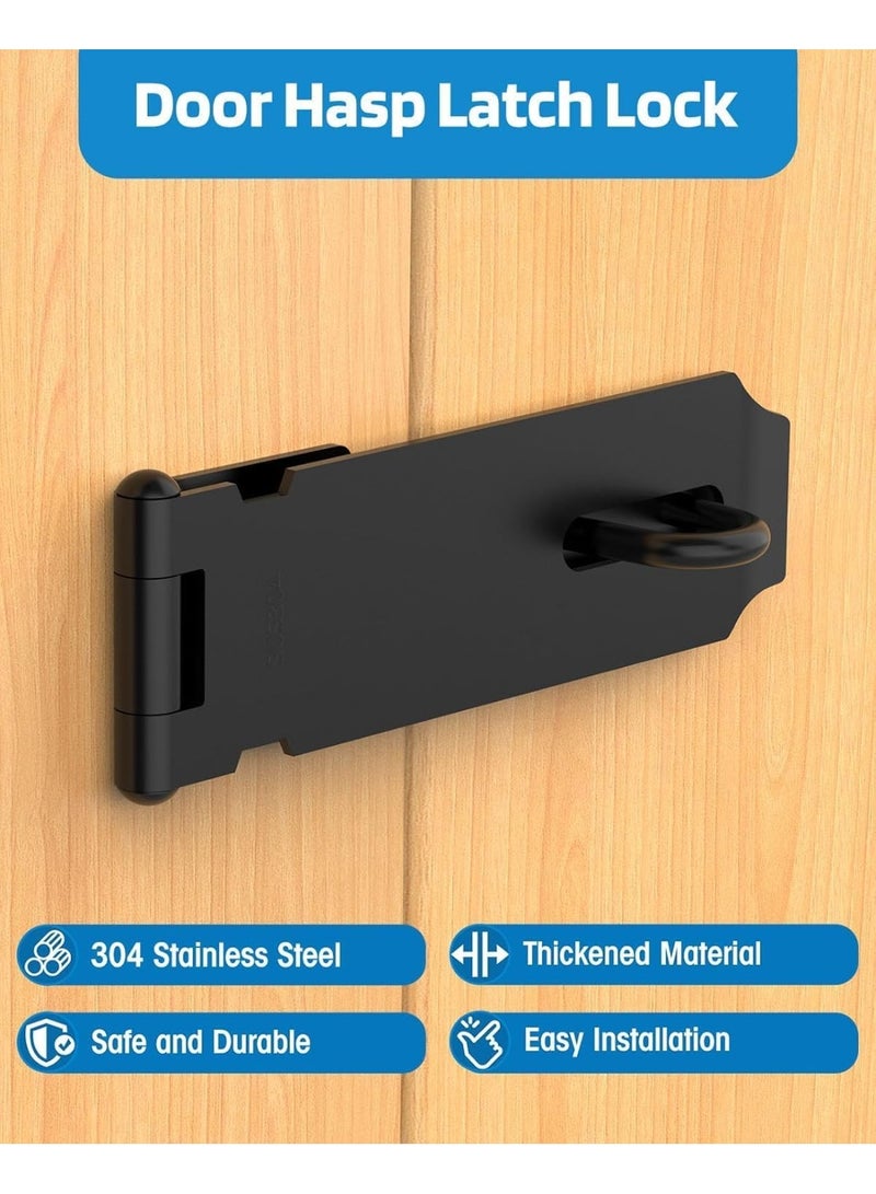 Emerald 2Inch Black Padlock Hasp,Door Slide Latch Lock Black Painted Iron Lock Black Iron with Screws for Home Yard Garden - Image 4