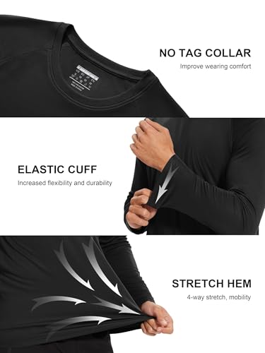 MAGCOMSEN Men's Long Sleeve Shirts UPF 50+ UV Sun Protection Athletic Shirts for Hiking, Running, Workout, Rash Guard Black X-Large - Image 4