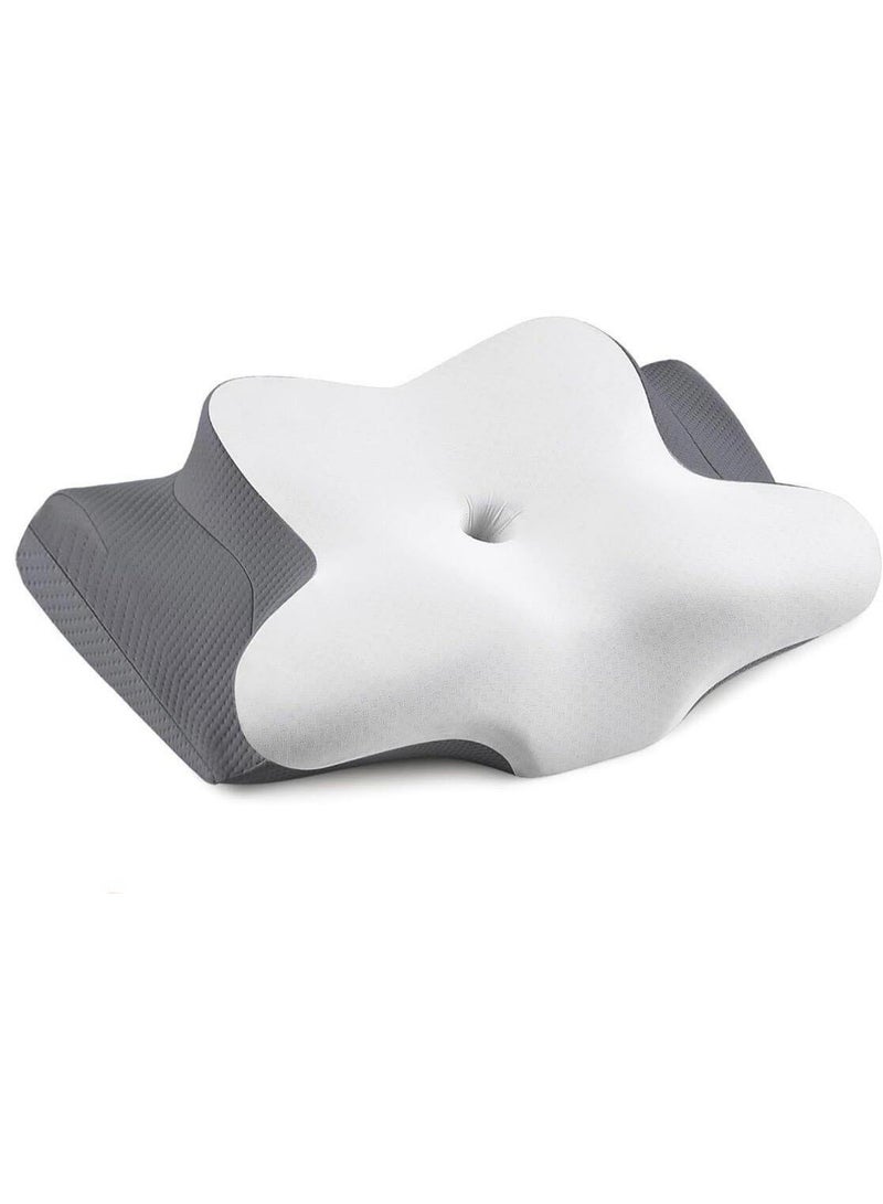 memory Neck Support Cervical Pillow for Sleep, Contour Memory Foam Pillow for Side Back, and Stomach Sleepers - Ergonomic Cervical Pillow with Machine Washable Pillowcase 63x35x13/10CM - Image 1