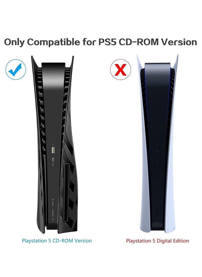 Captaintech PS5 Plates for PS5 Accessories, Hard Shockproof Cover PS5 Skins Shell Panels for PS5 Console, Anti-Scratch Dustproof Face Plates Replacement Accessories for Playstation 5 Disc Edition - Black  - Image 2