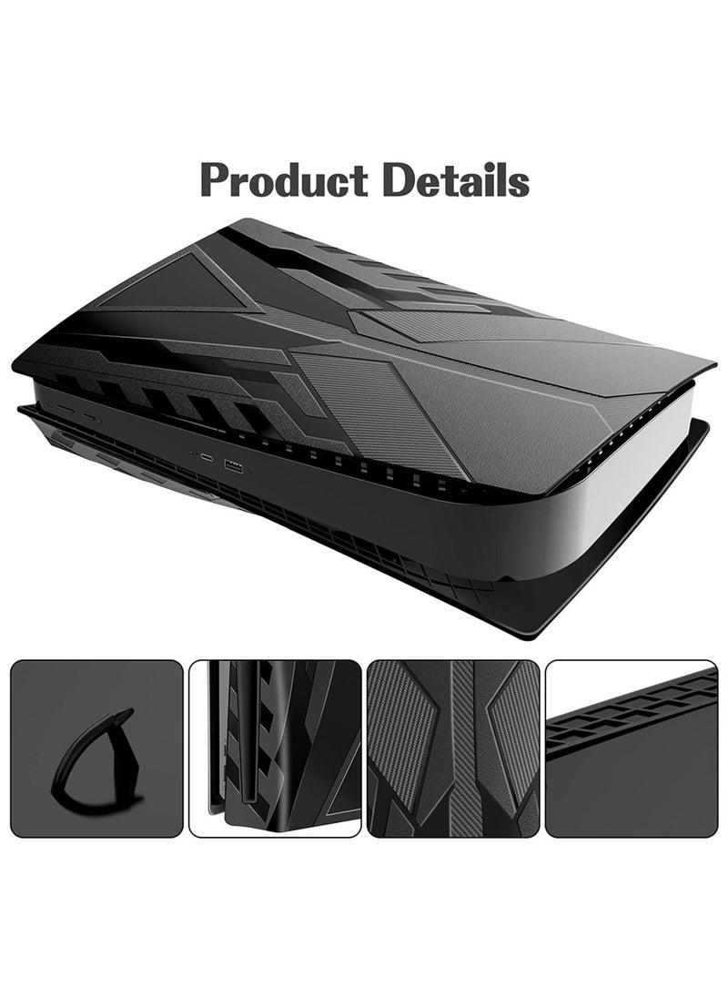 Captaintech PS5 Plates for PS5 Accessories, Hard Shockproof Cover PS5 Skins Shell Panels for PS5 Console, Anti-Scratch Dustproof Face Plates Replacement Accessories for Playstation 5 Disc Edition - Black  - Image 4