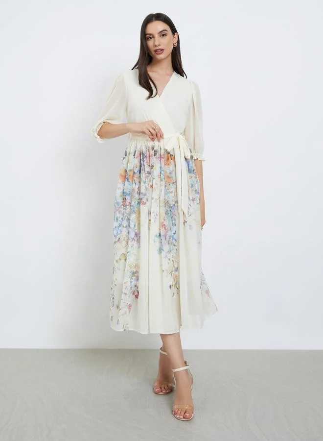 Take Two Take Two Off White Floral Midi Dress