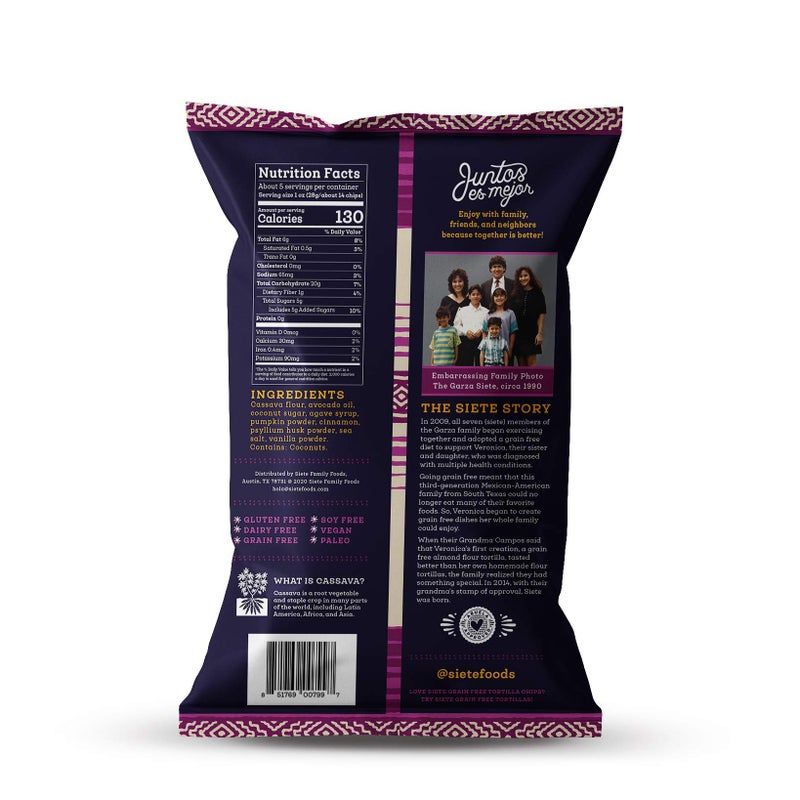 Siete Grain Free Cinnamon Churro Strips, 5 oz Bag (1 Pack) - Dairy Free, Paleo, Vegan, Non-GMO, Gluten Free - Image 2