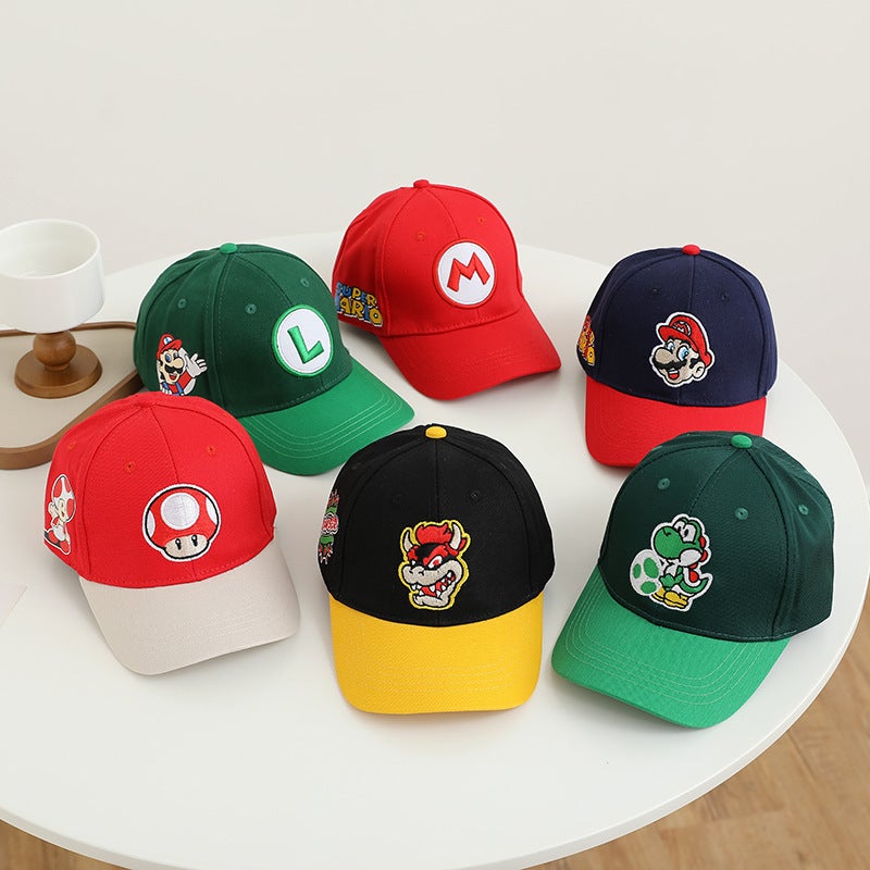 Mario Kids Cap Super Mario Color Block Hat Cotton - Image 2
