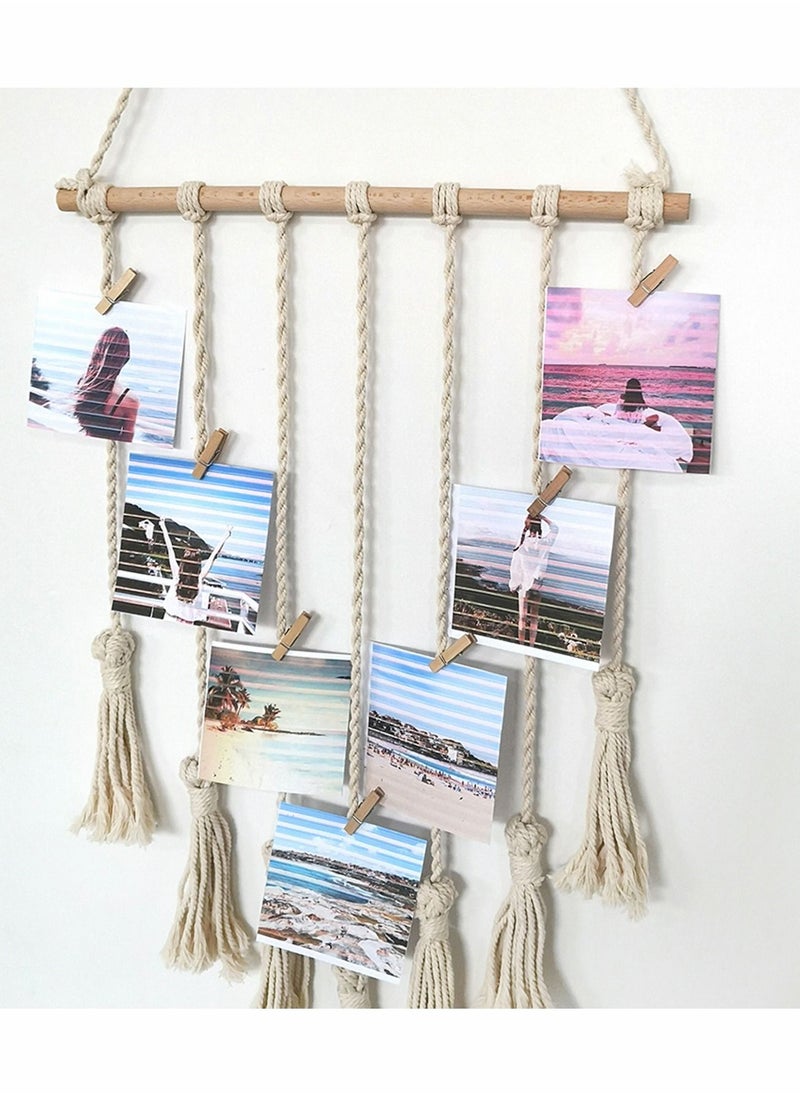 Macrame Wall Hanging Photo Card Display With Wood Clips Pictures Organizer Bohemian Handmade Woven Tapestry Home Decor, 27"L x 17''W - pzsku/Z4A895885F8F90D22E867Z/45/_/1686307509/c2e14950-41b1-4a40-a7bc-c9081b21a795