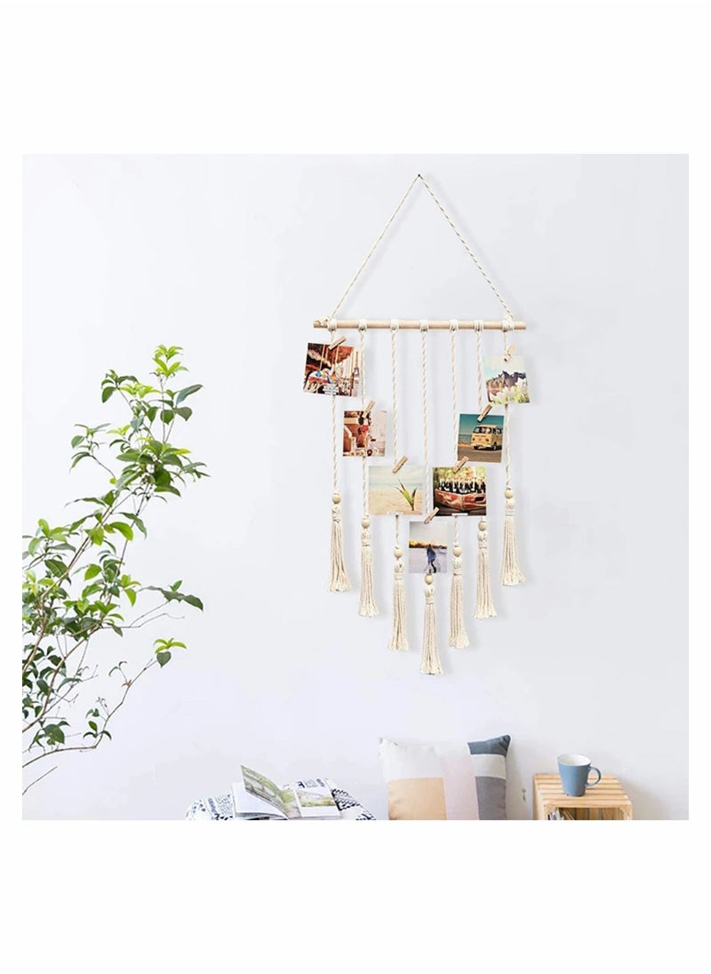 Macrame Wall Hanging Photo Card Display With Wood Clips Pictures Organizer Bohemian Handmade Woven Tapestry Home Decor, 27"L x 17''W - pzsku/Z4A895885F8F90D22E867Z/45/_/1686307510/c9145349-d57f-491c-8139-9954b3f7514b