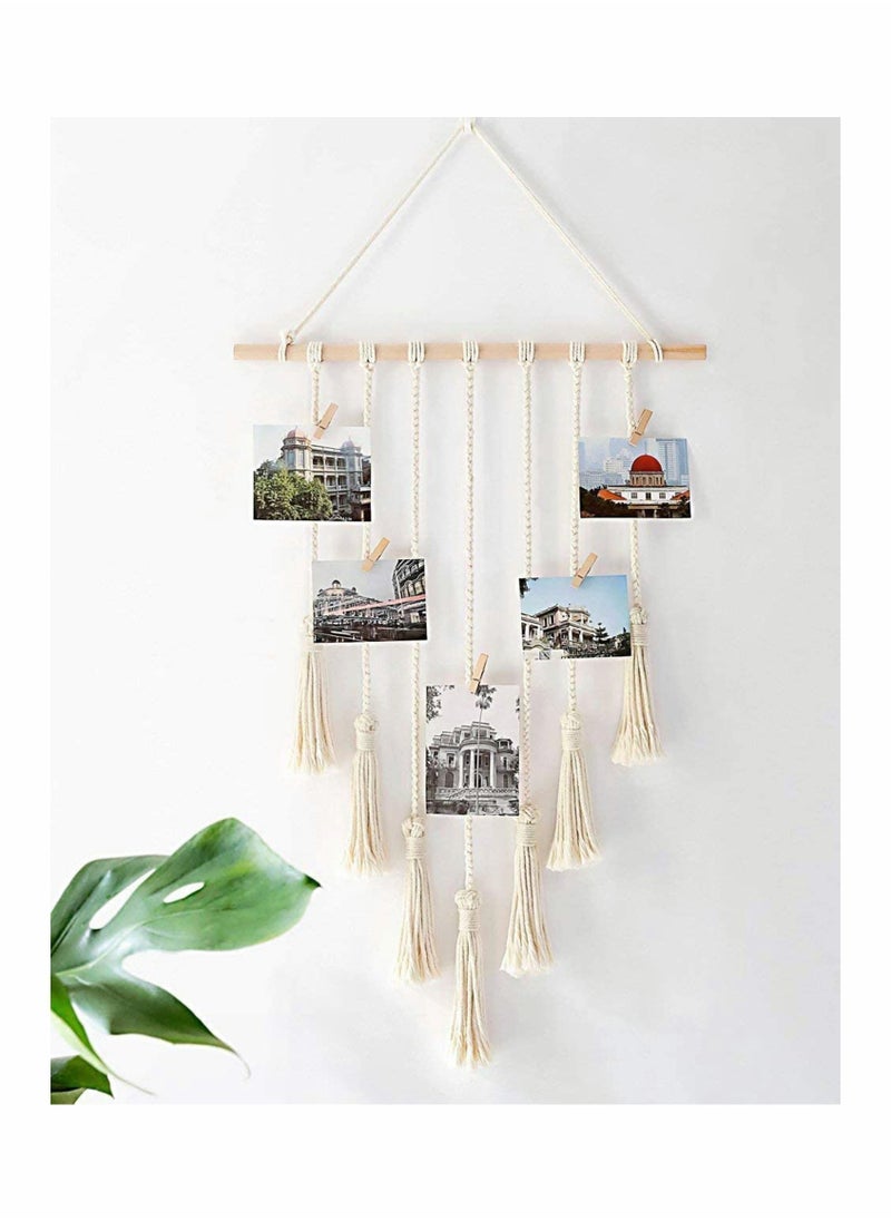 Macrame Wall Hanging Photo Card Display With Wood Clips Pictures Organizer Bohemian Handmade Woven Tapestry Home Decor, 27"L x 17''W - pzsku/Z4A895885F8F90D22E867Z/45/_/1686307575/8fb64a36-b21d-4d72-ab0d-b2eb8aee28cb