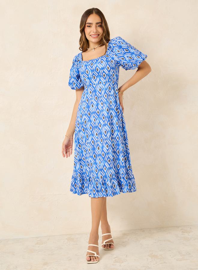 Styli Printed Puff Sleeve Dress  - Image 1
