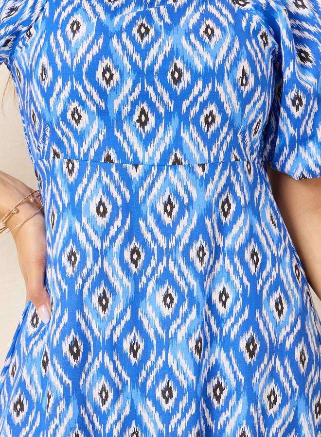 Styli Printed Puff Sleeve Dress  - Image 3