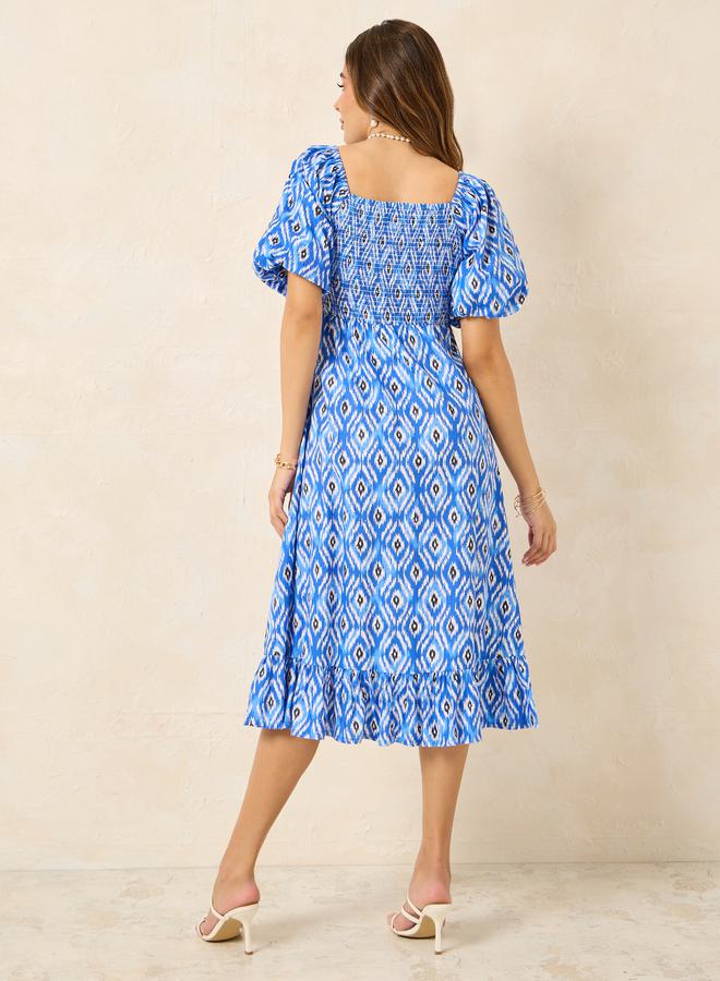 Styli Printed Puff Sleeve Dress  - Image 4