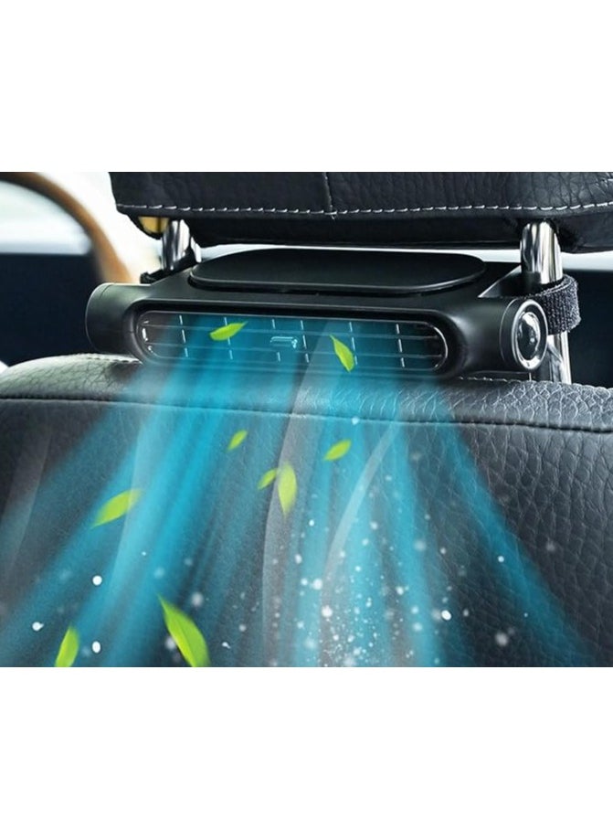 Generic Car Seat Fan | Headrest Cooling Fan for Front and Rear Seat | Three Wind Levels |Built-in Twin Turbo | USB Powered | Adjustable Angle  - Image 1