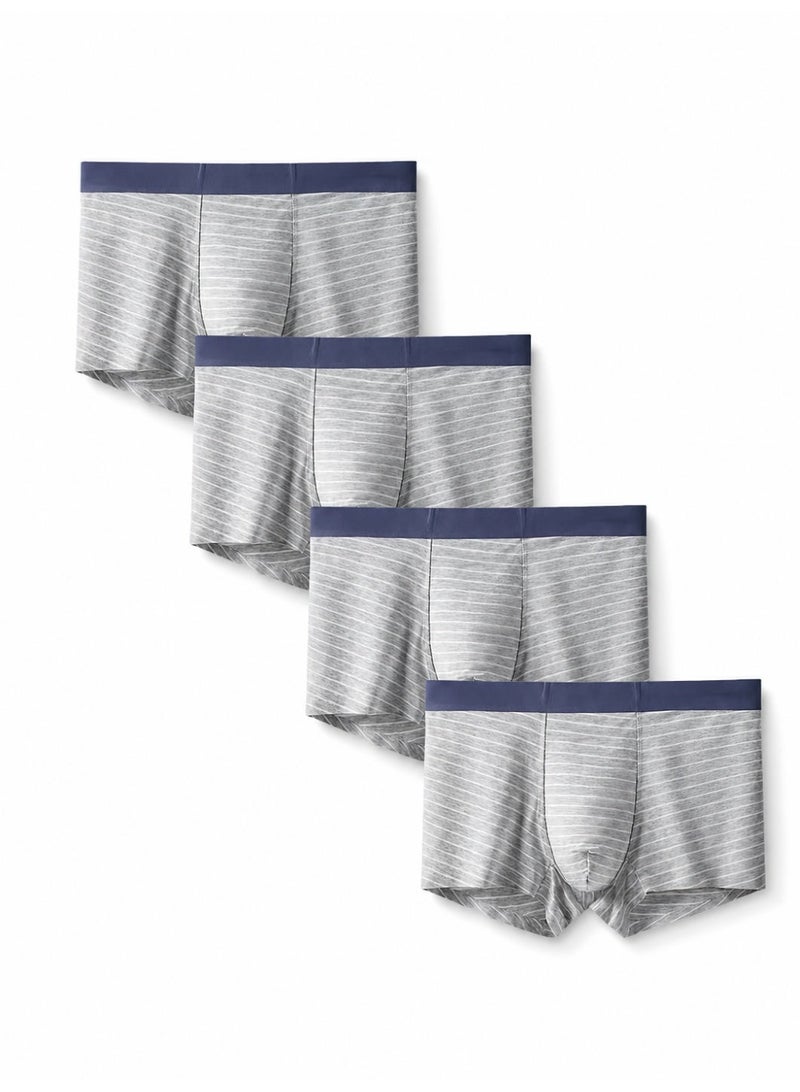 Men's Striped Modal Boxer Briefs 4 Pack Antibacterial Honeycomb Mesh Crotch Ultra Soft Moisture Wicking L-3XL Daily Wear - Image 1