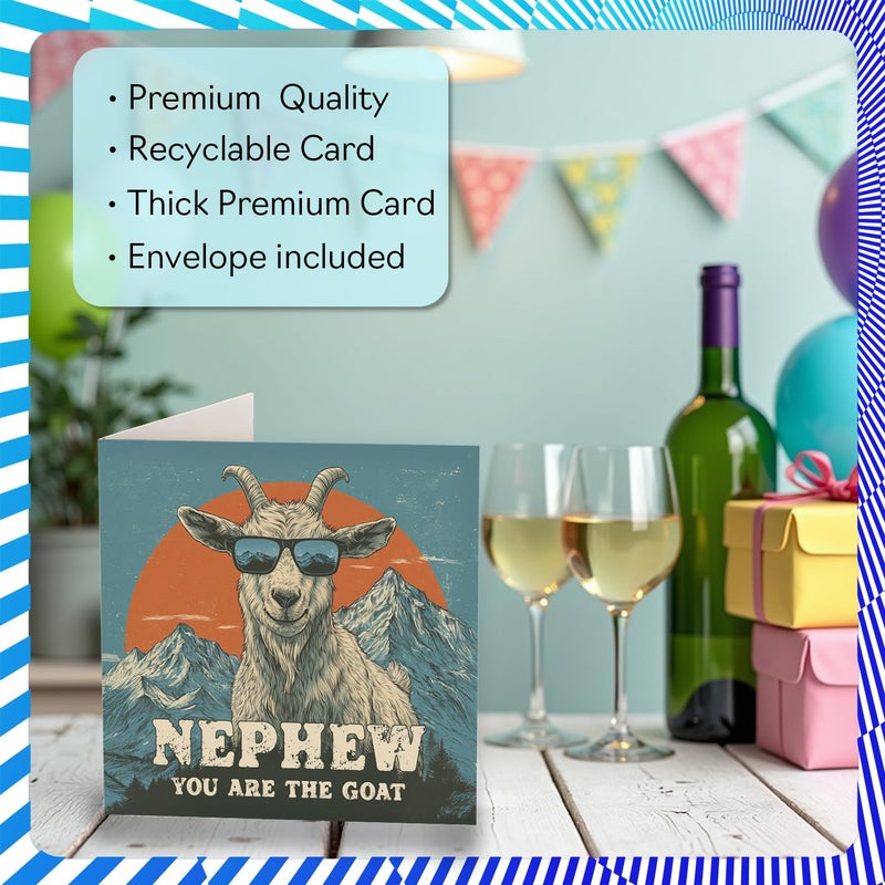 Stuff4 Nephew Birthday Card - You Are The Goat - Happy Birthday Card for Nephew from Auntie Uncle  5.7 Inch Funny Animal Bday Greeting Cards - Image 3