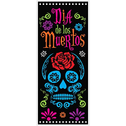 Beistle Day of The Dead Door Covers, 6’ x 30”, 2 Pieces – Plastic for Indoor & Outdoor Use – Easily Display – Mexican Themed Front Door Covers, Dia de los Muertos Party Supplies - Image 3
