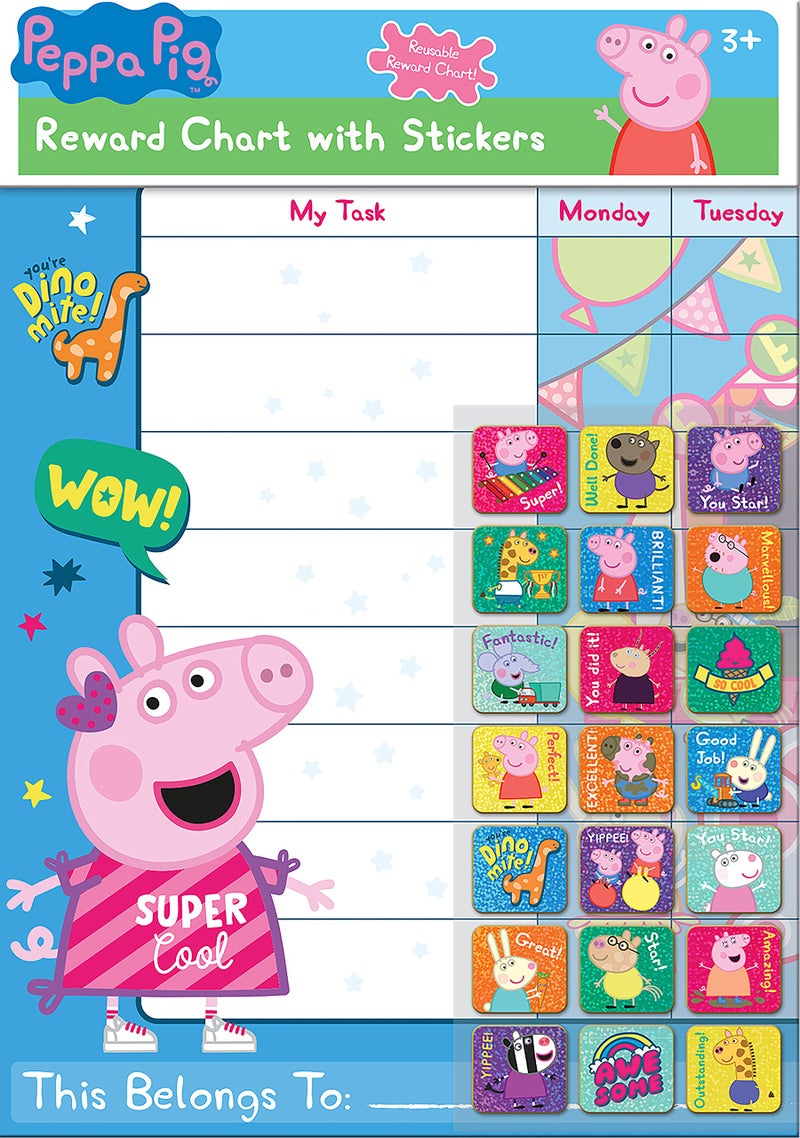 Paper Projects 01.70.30.021 Peppa Pig Everyday Reward Chart and 56 Sparkly Stickers, 29.7cm x 42cm - Image 1