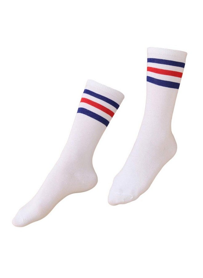 BESTOYARD BESTOYARD Triple Stripes Knee High Tube Socks for Daily Dress Costume Christmas Outfit, White, Medium  - Image 3