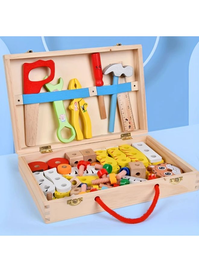 Kids Engineering Vehicle Assembly Toolbox DIY Wooden Building Blocks Educational Toy Gift - Image 4