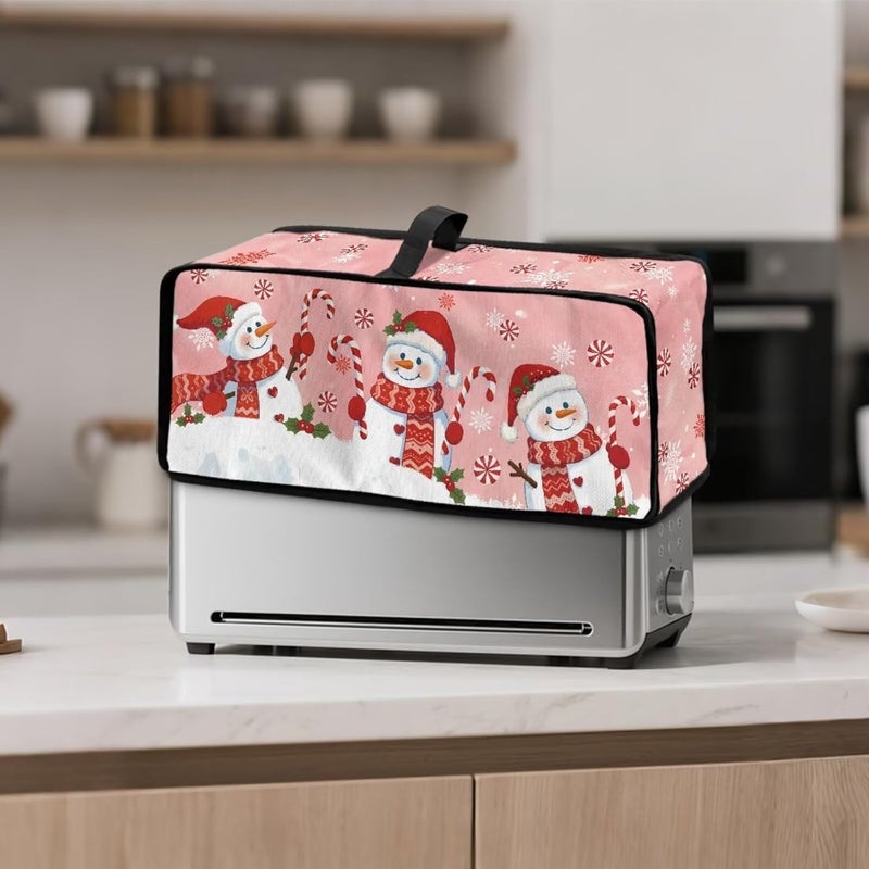 ZDCUSTOM Pink Snowman Toaster Cover 2 Slice Merry Christmas Farmhouse Toaster Covers Long Slot Slim Dust Protector, Machine Washable Thin Small Appliance Covers for Kitchen - Image 2