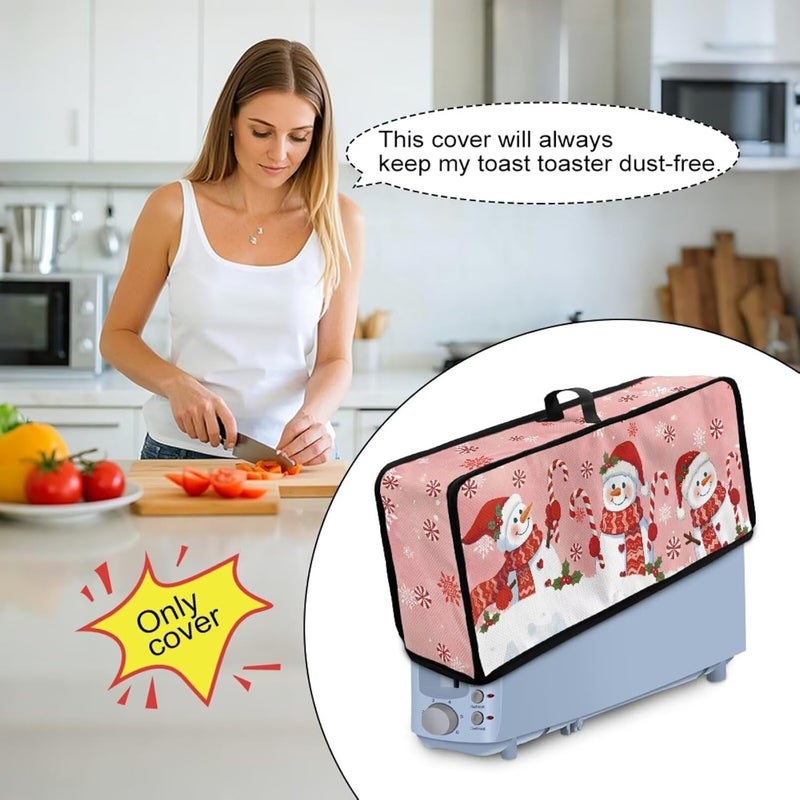 ZDCUSTOM Pink Snowman Toaster Cover 2 Slice Merry Christmas Farmhouse Toaster Covers Long Slot Slim Dust Protector, Machine Washable Thin Small Appliance Covers for Kitchen - Image 4