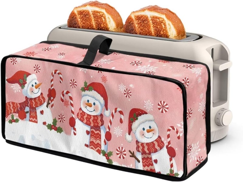 ZDCUSTOM Pink Snowman Toaster Cover 2 Slice Merry Christmas Farmhouse Toaster Covers Long Slot Slim Dust Protector, Machine Washable Thin Small Appliance Covers for Kitchen - Image 1