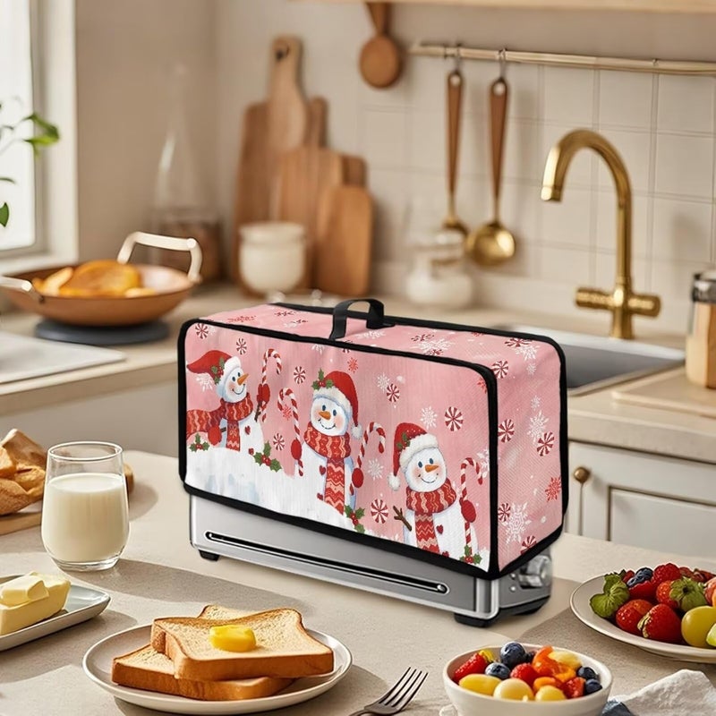 ZDCUSTOM Pink Snowman Toaster Cover 2 Slice Merry Christmas Farmhouse Toaster Covers Long Slot Slim Dust Protector, Machine Washable Thin Small Appliance Covers for Kitchen - Image 3