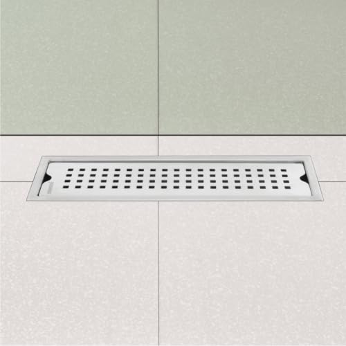 Johnson Bathrooms Johnson Sigma 4x12 inches Rectangle Shower Drain Channel | SS304 Grade Vertical Water Drain Channel| Floor Drain for Bathroom with Cockroach Trap | 2 Year Warranty (T3391C0 - Stainless Steel) - Image 4