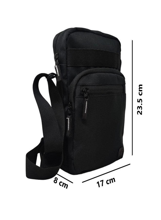 QIPS Stylish Black Sling Cross Body Tavel Office Business Messenger Bag for Men and Women, Water Resistant and Light Weight - Image 3