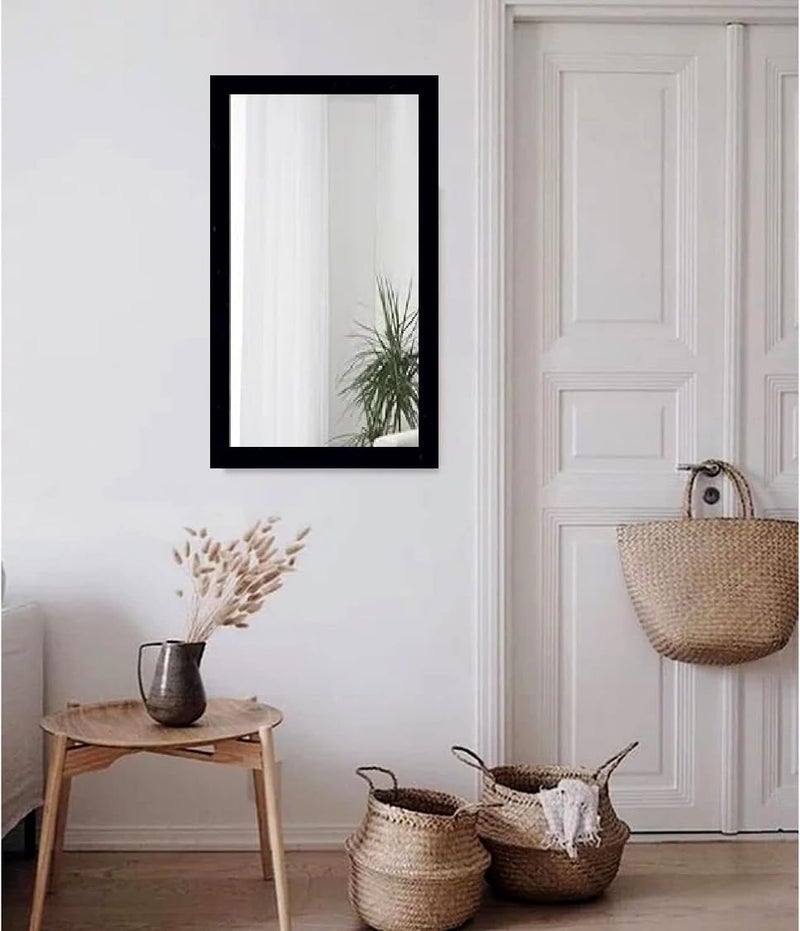 SEVEN HORSES Black Wall Rectangular Mirror for Dressing,Bathroom,Hallway,Washbesin Fiber Wood Made (Size 14.5X26.5 Inch) - Image 4